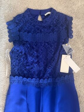 julia jordan Cobalt Blue Lace Detail Dressy Pantsuit NWT